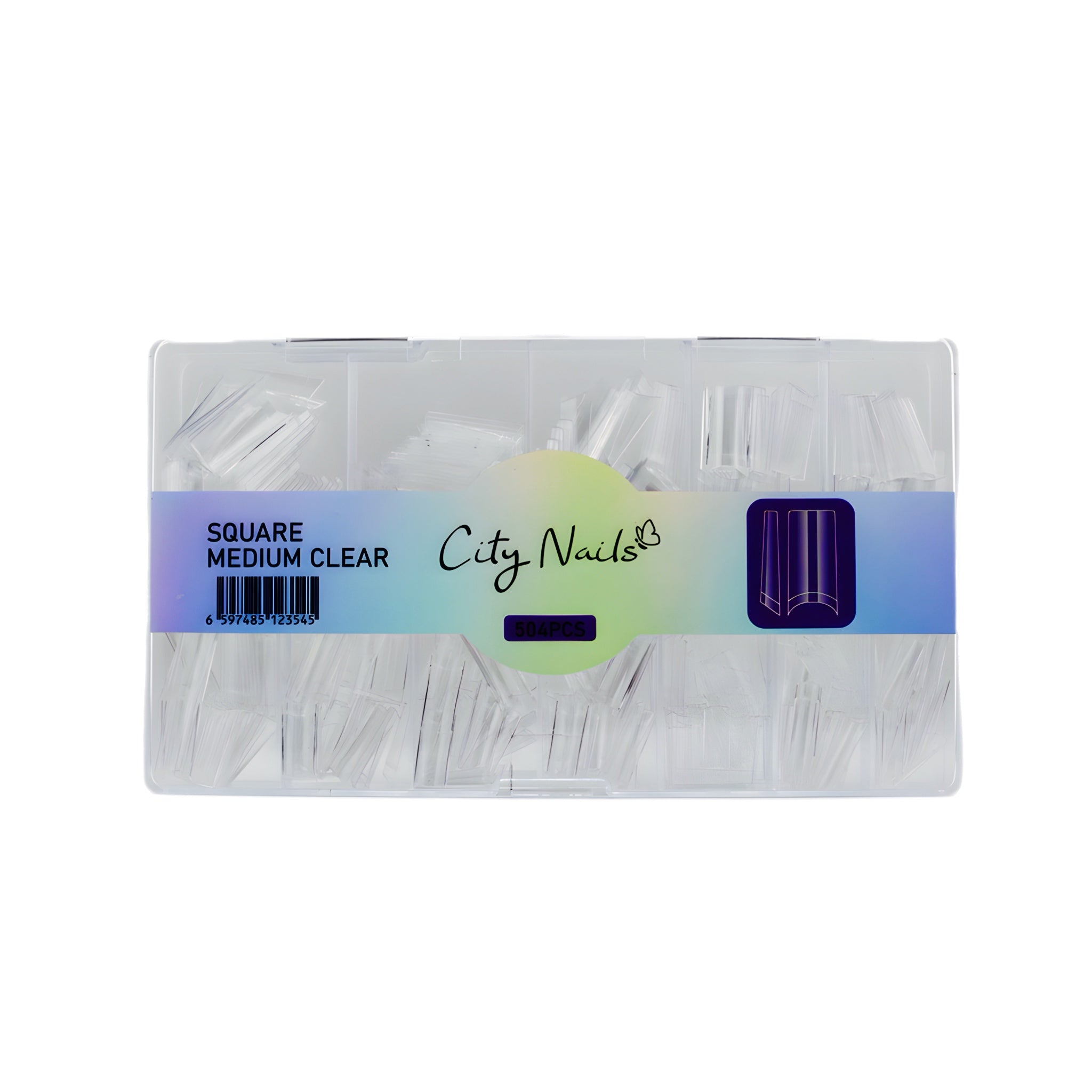 CITY NAILS SQUARE MEDIUM CLEAR 504 PCS