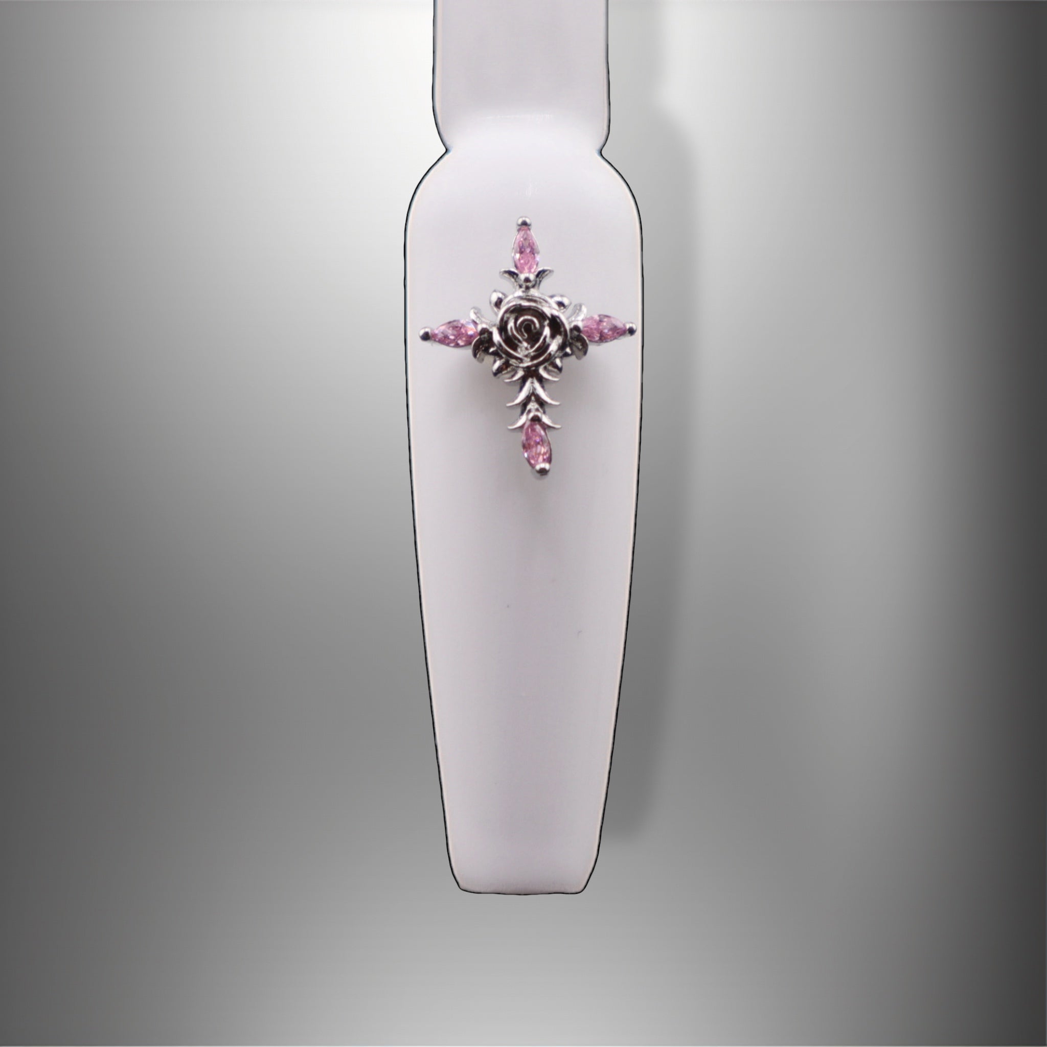 Pink Tip Cross With Rose 2pc