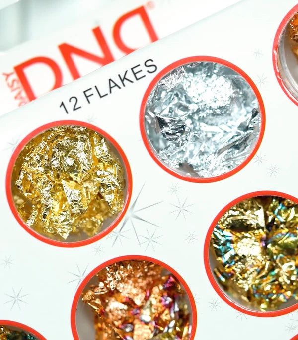 DND Gold Multi-Color Foil Flakes Nail Design