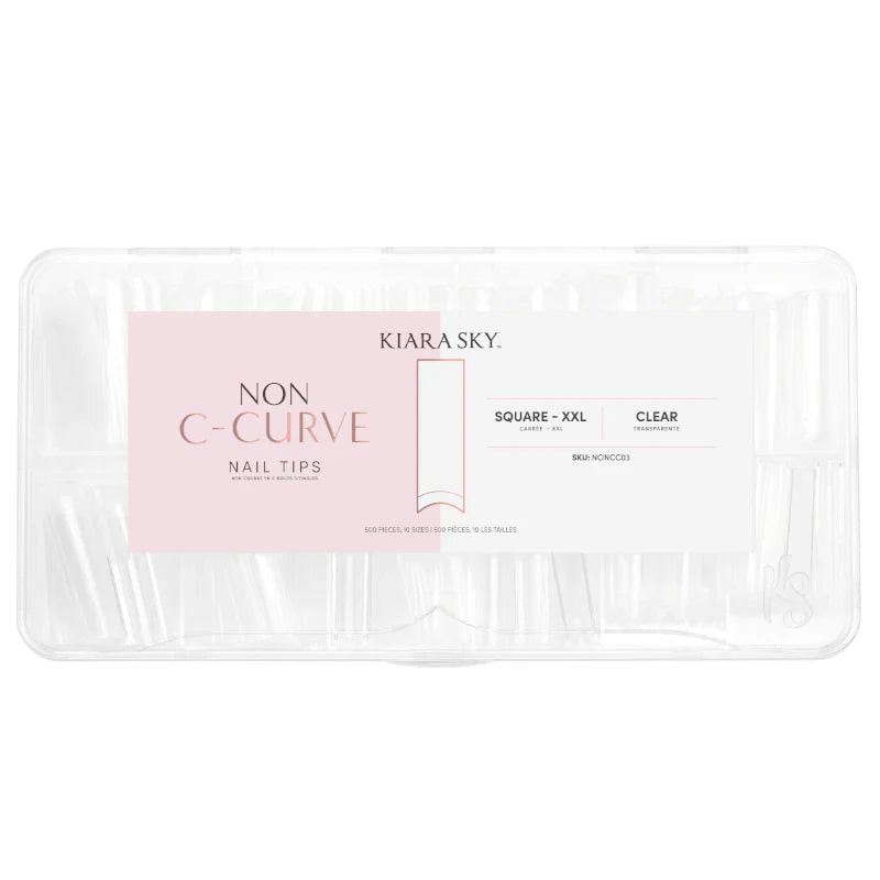 Non C-Curve Nail Tips XXL - Square Clear